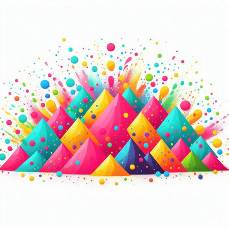 Abstract colorful background with pyramids and splashes. Vector illustration.のイラスト素材