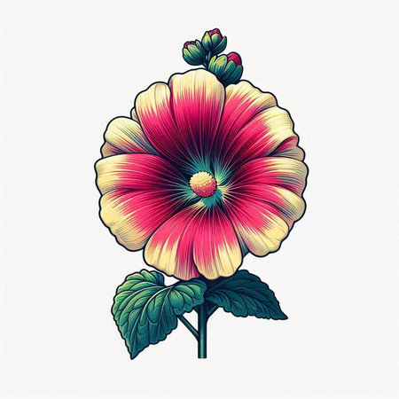 Beautiful hibiscus flower. Hand drawn vector illustration.のイラスト素材