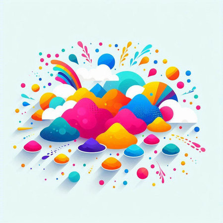 Abstract colorful background with clouds and rainbow. Vector illustration. Eps 10のイラスト素材