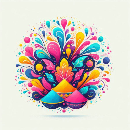 Colorful vector illustration of holi festival, indian festival of colorsのイラスト素材