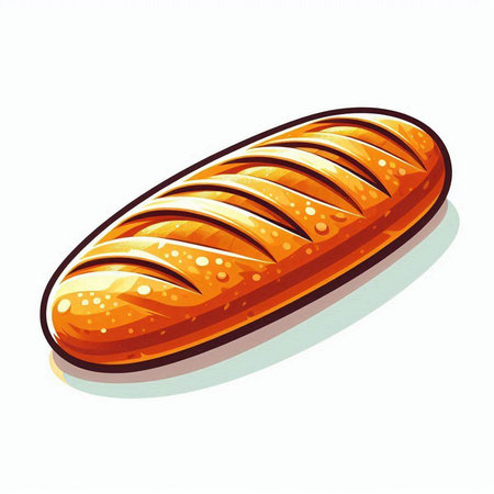Illustration of a loaf of bread isolated on a white background.のイラスト素材