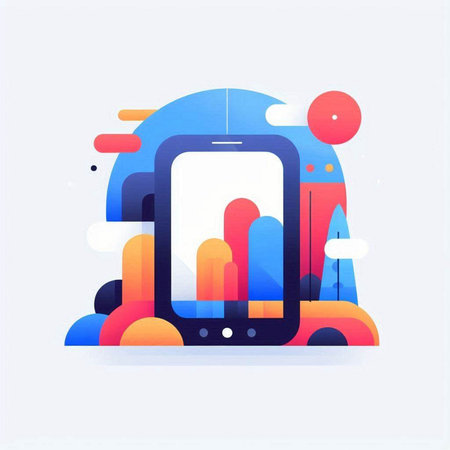 Smartphone with abstract background. Vector illustration in trendy flat style.のイラスト素材