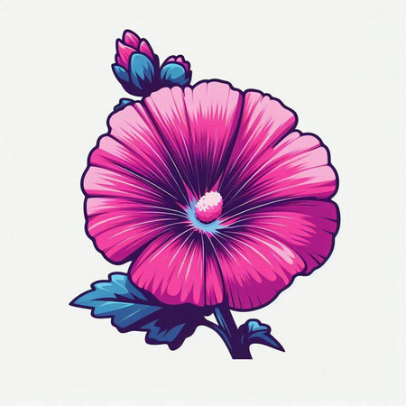 Illustration of a pink hibiscus flower on a white backgroundのイラスト素材