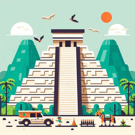 Egyptian pyramids. Ancient Egypt. Vector illustration in flat styleのイラスト素材