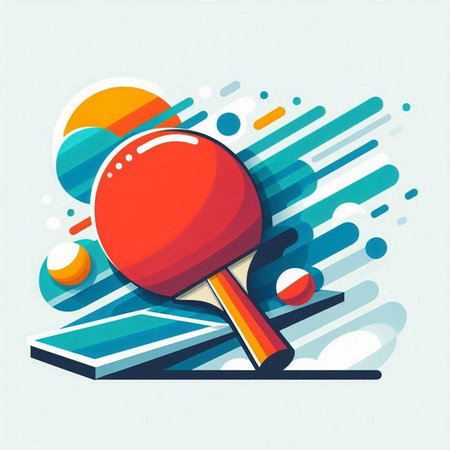 Table tennis racket and ball on abstract background. Vector Illustration.のイラスト素材