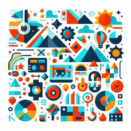 Colorful flat illustration with geometric shapes. Creative concept for your designのイラスト素材