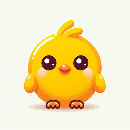 cute yellow chicken cartoon vector illustration isolated on a white background.のイラスト素材