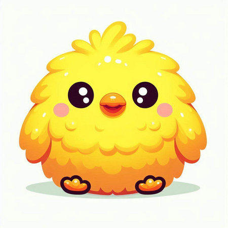 Cute yellow chicken isolated on a white background. Vector illustration.のイラスト素材