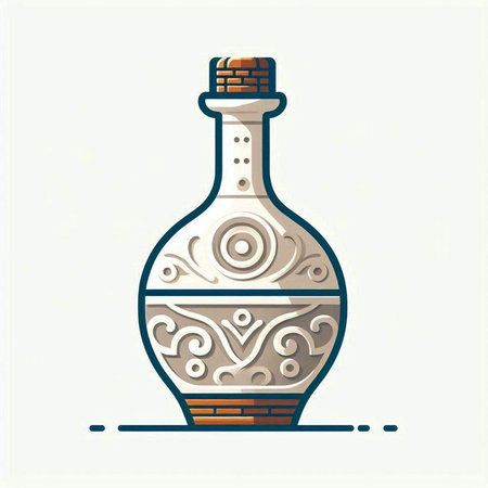 Vector illustration of a bottle with floral ornament on a white background.のイラスト素材