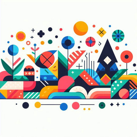 Colorful geometric background with abstract shapes. Vector illustration for your designのイラスト素材