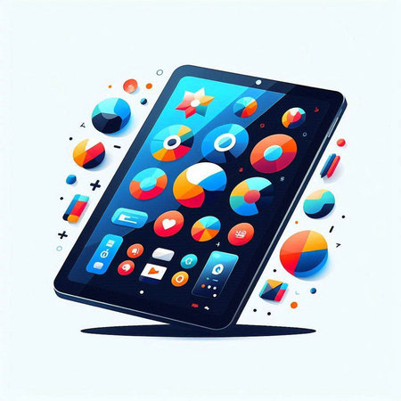 Tablet pc with colorful abstract background. Vector illustration. Eps 10のイラスト素材