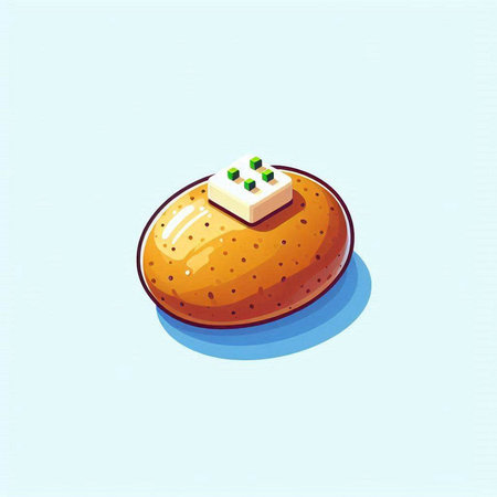 Illustration of a bread on a blue background. Vector illustration.のイラスト素材