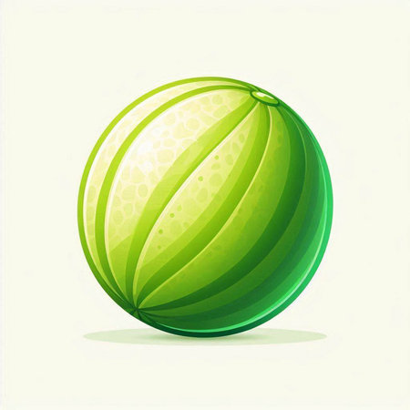 Illustration of a green watermelon on a white background, vectorのイラスト素材