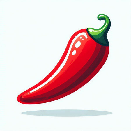 Red hot chili pepper on a white background. Vector illustration, flat style.のイラスト素材