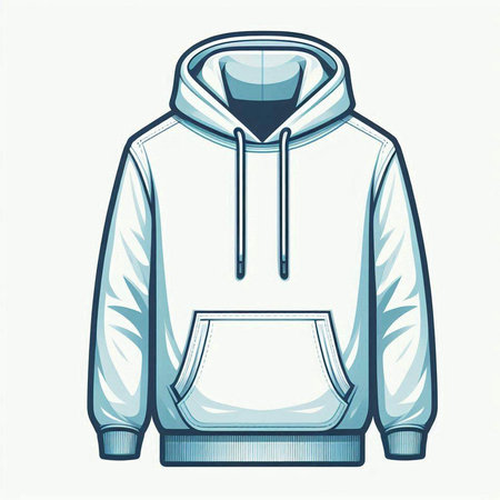 Vector illustration of a white hoodie with a hood on a white backgroundのイラスト素材