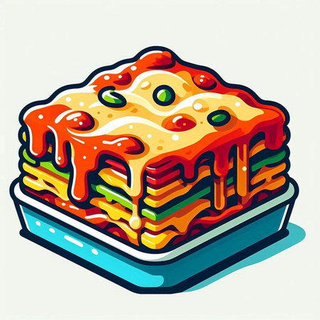 Illustration of a stack of lasagna on a white background.のイラスト素材