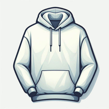 Vector illustration of a white hoodie isolated on a white background.のイラスト素材