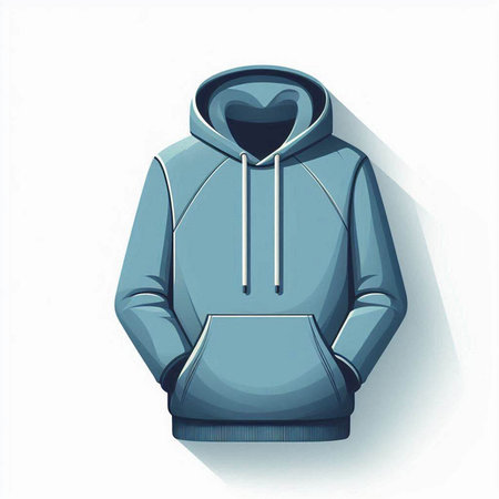 Vector illustration of a blue hoodie with a hood on a white backgroundのイラスト素材