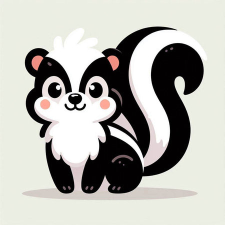 Cute cartoon skunk. Vector illustration isolated on white background.のイラスト素材