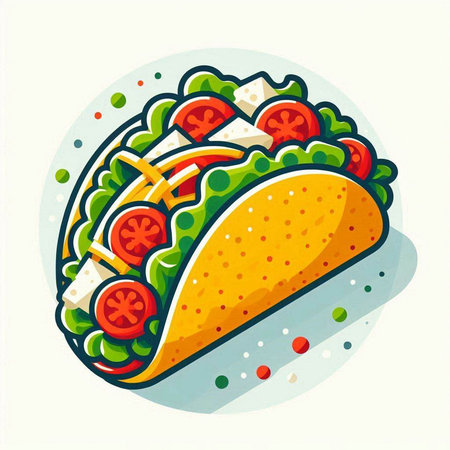 Illustration of a mexican taco on a white background.のイラスト素材