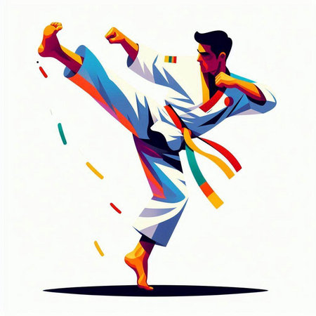 Taekwondo fighter. Vector illustration of a karate man.のイラスト素材