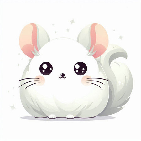 Cute white rabbit with big ears on white background. Vector illustration.のイラスト素材