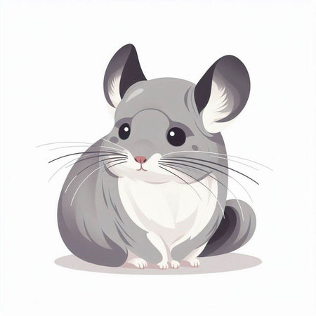 Gray mouse on a white background. Vector illustration of a pet.のイラスト素材