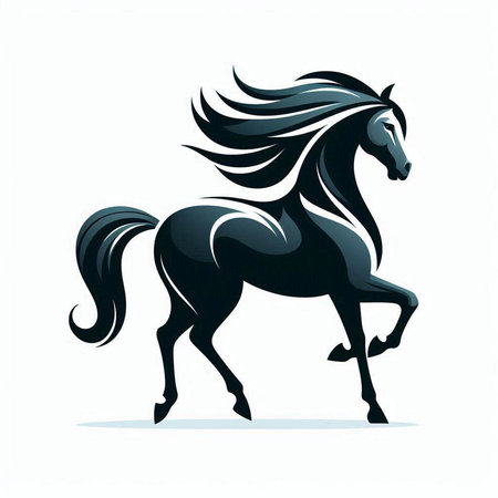 Black horse on white background. Vector illustration for your graphic design.のイラスト素材