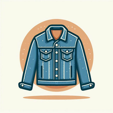Vector illustration of a denim jacket on a light background in retro styleのイラスト素材