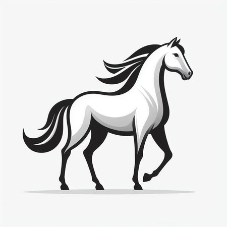 Horse running on white background. Vector illustration for your design.のイラスト素材