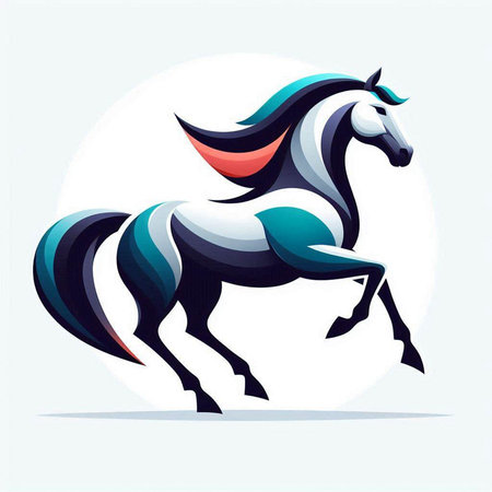 Horse vector illustration. Horse with winged mane on white background.のイラスト素材
