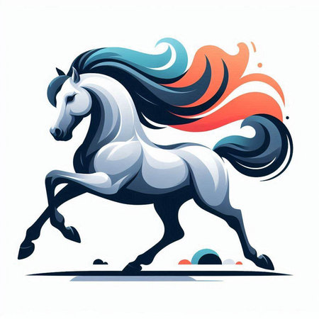 Horse with beautiful mane and long mane. Vector illustration.のイラスト素材