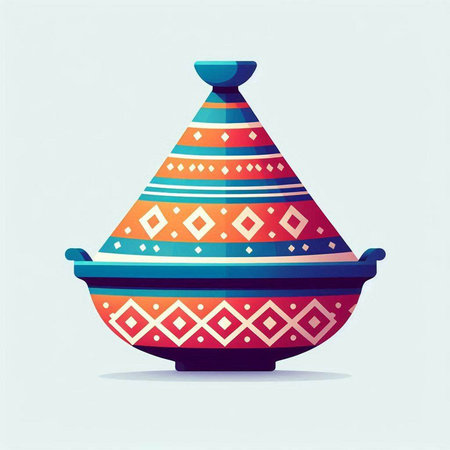 Colorful indian pot vector illustration. Traditional indian pot.のイラスト素材