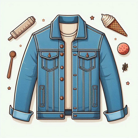 Denim jacket and ice cream. Vector illustration of a denim jacket.のイラスト素材