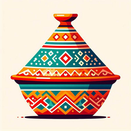 Colorful ethnic vase on a light background. Vector illustration.のイラスト素材