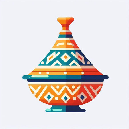 Colorful vase with ethnic ornament. Vector illustration in flat styleのイラスト素材