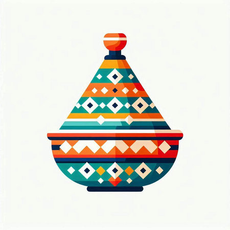 Colorful ethnic pottery on white background. Vector illustration in flat style.のイラスト素材