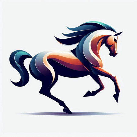 Horse vector illustration. Colorful abstract horse on white background.のイラスト素材