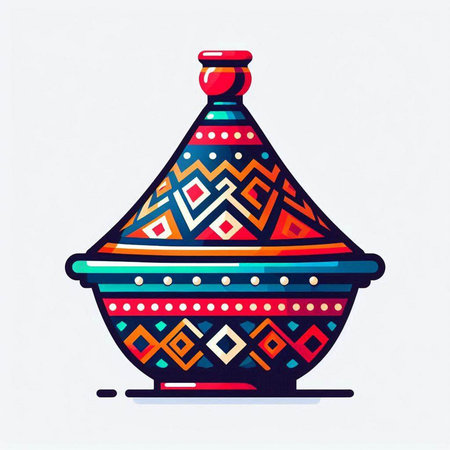 Colorful pottery vase on white background. Vector illustration.のイラスト素材