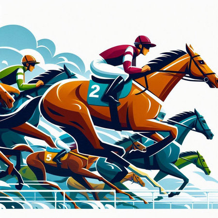 Horse racing, jockeys and jockeys. Vector illustration.のイラスト素材