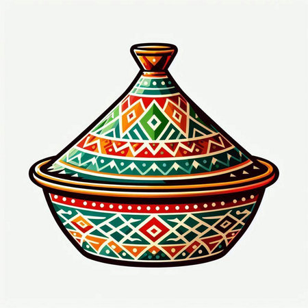 Hand drawn clay pot with ornament. Colorful vector illustration for your designのイラスト素材