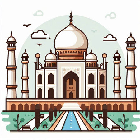 Taj Mahal in Agra, Uttar Pradesh, India.のイラスト素材
