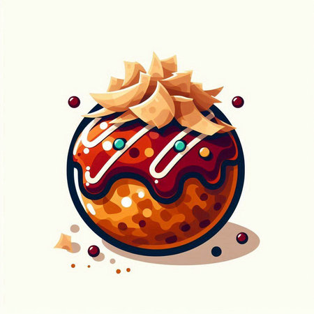 Illustration of a Christmas pudding with a glaze and sprinklesのイラスト素材