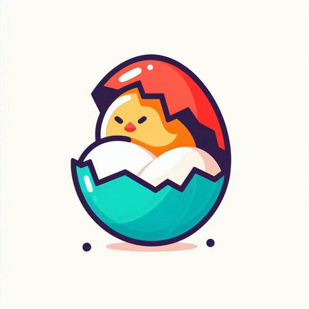 Easter egg with chick inside. Vector illustration in cartoon style.のイラスト素材