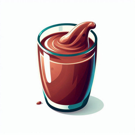chocolate sauce in a glass on a white background. vector illustrationのイラスト素材