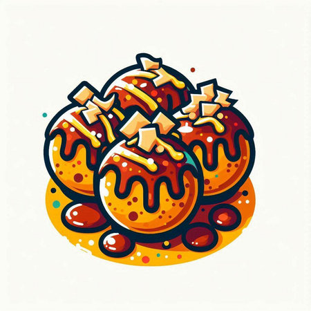 Vector illustration of donuts in chocolate glaze on white background.のイラスト素材