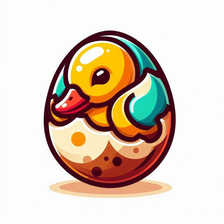 Easter egg with duckling. Vector illustration isolated on white background.のイラスト素材