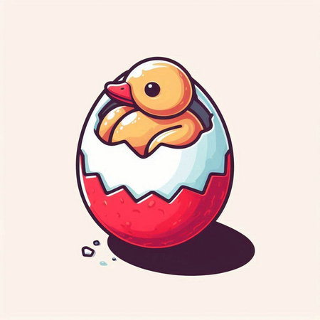 Easter egg with duckling. Vector illustration of cute cartoon character.のイラスト素材