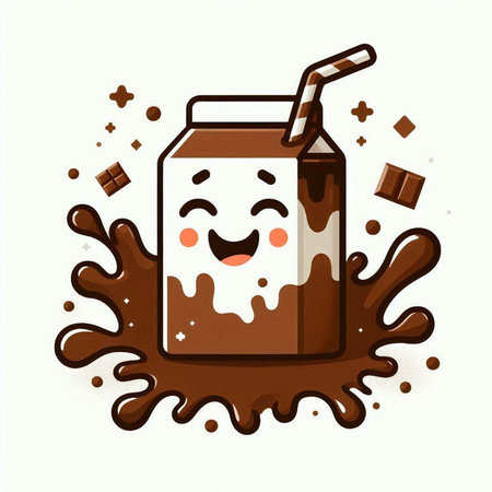 Milkshake with chocolate, vector cartoon character illustration on white background.のイラスト素材