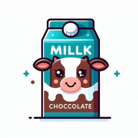 Milk carton with cow. Vector illustration in flat style.のイラスト素材
